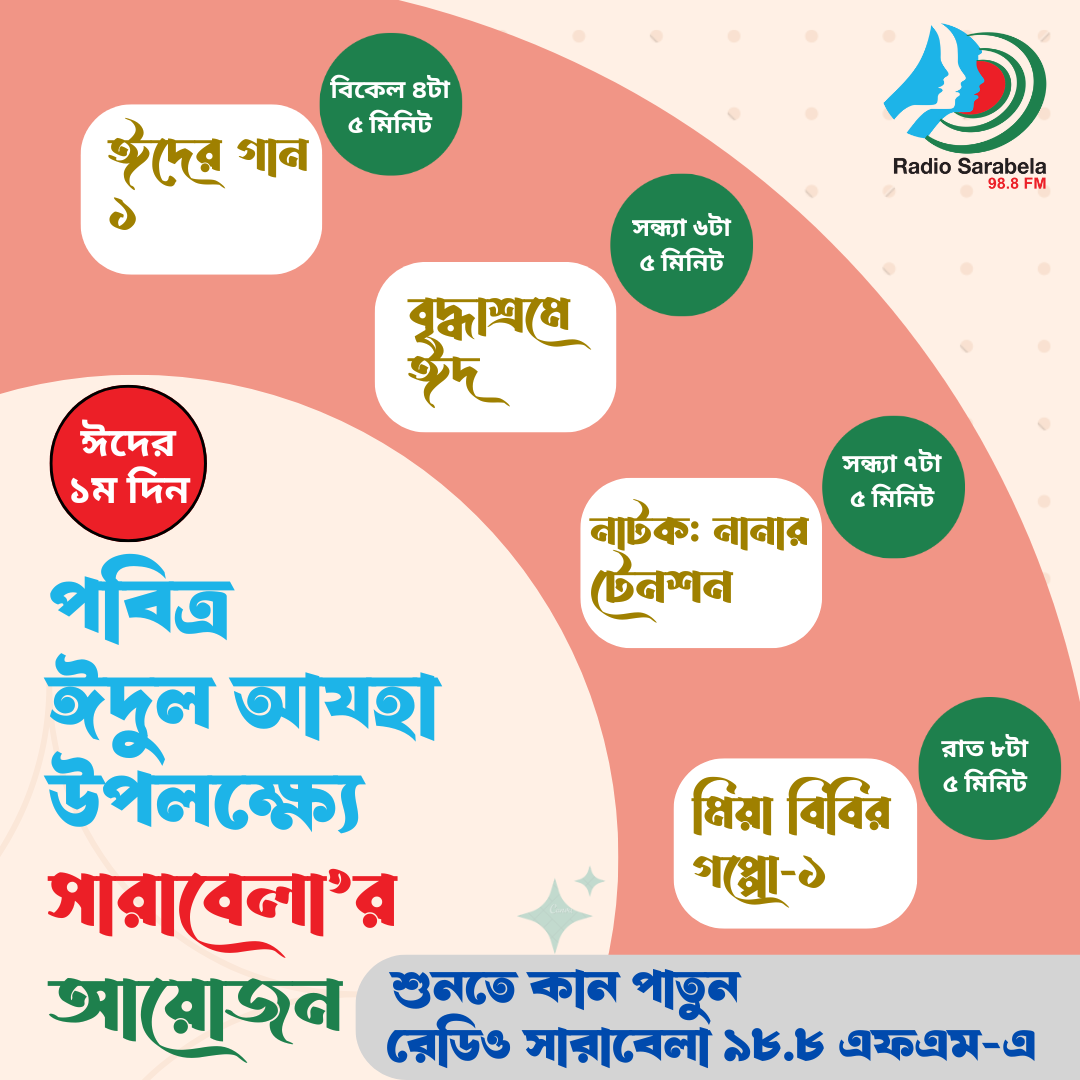 পবিত্র ঈদ-ঊল- আযহা উপলক্ষ্যে ঈদের প্রথম দিনের অনুষ্ঠানসূচী